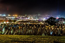 around the festival site (tipis and tents): Glastonbury Festival 2015