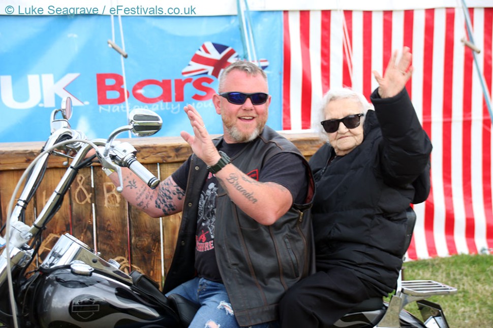 97 Years Old Lady On A Harley Davidson Motorbike - Rock And Bike Festival 2023